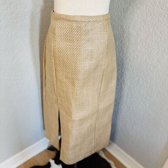 Antonio Melani The Style Bungalow Manana Raffia Midi Pencil Skirt, 12, Tan NWT‎ - Picture 2 of 15